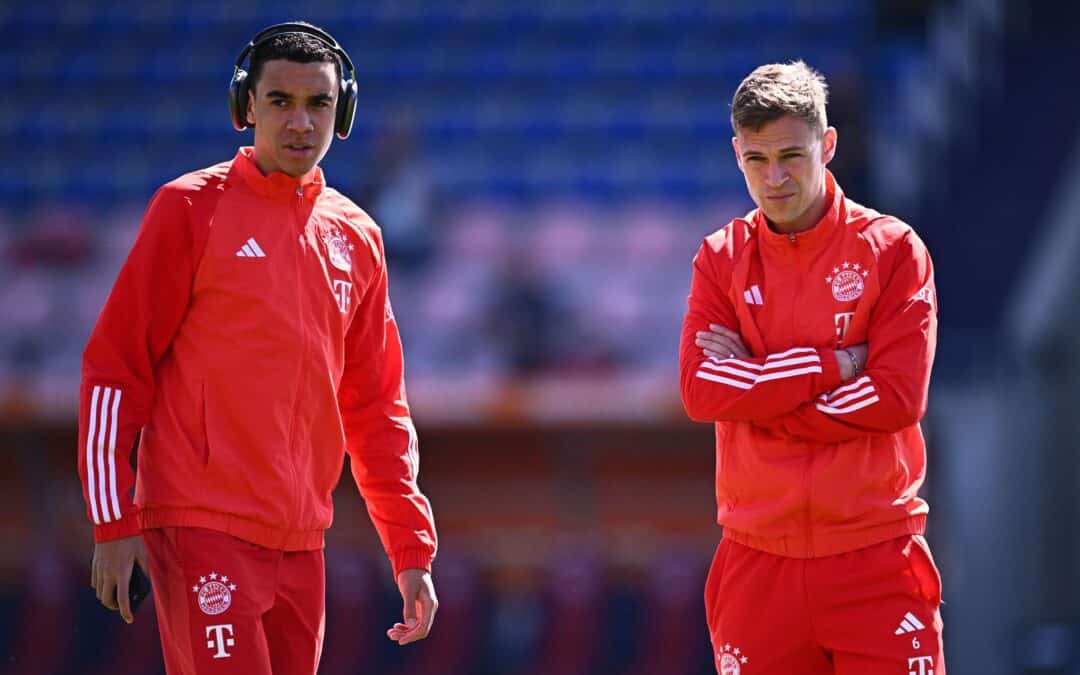 Joshua Kimmich (r) und Jamal Musiala sollen auch in der Zukunft die Gesichter des FC Bayern sein.