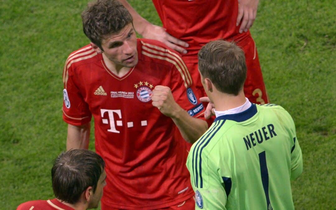 Thomas Müller (l) und Manuel Neuer beim Finale dahoam 2012.