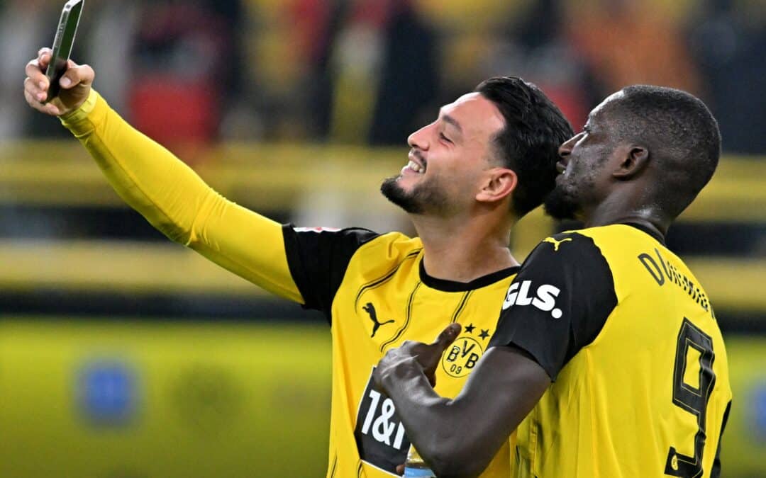 Dortmunder Matchwinner beim 2:1 gegen St. Pauli: Rami Bensebaini (l.) und Serhou Guirassy.