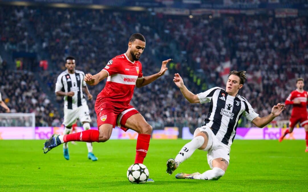 Josha Vagnoman (l.) und der VfB Stuttgart zeigten in Turin eine starke Vorstellung.