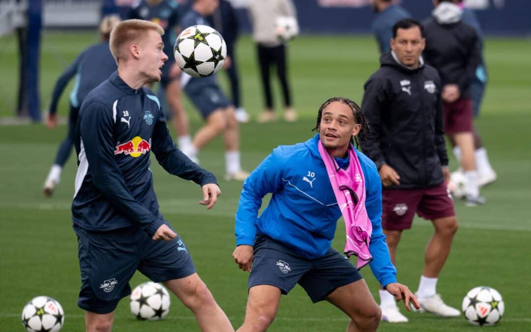 Xavi Simons (r.) könnte für Leipzig zum Unterschiedsspieler gegen Liverpool werden.