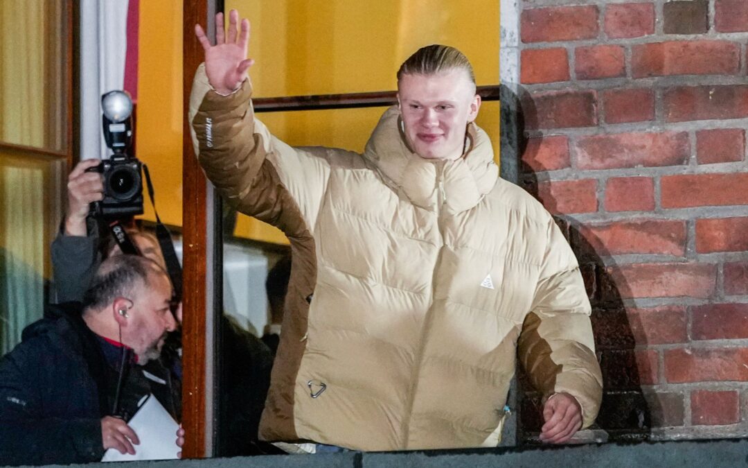 Norwegens Fußballstar Erling Haaland beim Empfang.