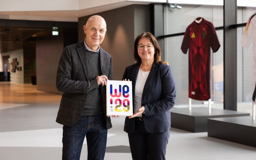 Die DFB-Spitzenfunktionäre Bernd Neuendorf und Heike Ullrich haben viel für die EM 2029 geworben. (Archivbild)