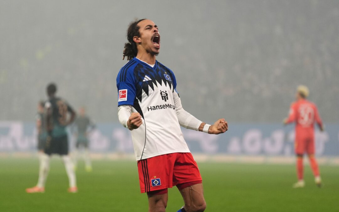 Bejubelt sein Siegtor gegen Werder Bremen: Yussuf Poulsen vom Hamburger SV.