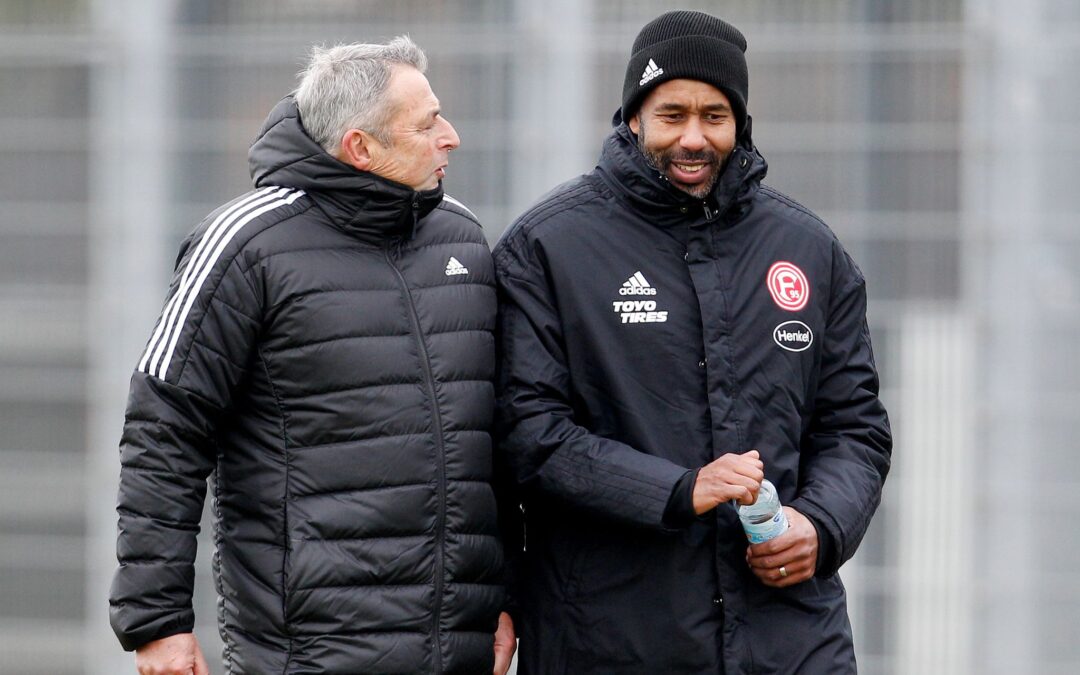 Ein Ex-Bremer und der neue Werder-Coach: Klaus Allofs und Daniel Thioune in gemeinsamen Tagen bei Fortuna Düsseldorf.