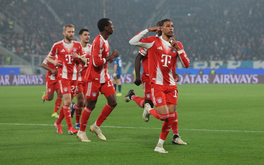 Der überragende Michael Olise jubelt nach seinem Tor im Arjen-Robben-Stil.